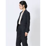 ストレッチウォッシャブル シャーク 1ボタンジャケット 紺(セットアップ可能) | TAKA-Q WOMEN | 詳細画像2