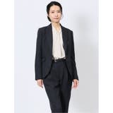 75紺 | ストレッチウォッシャブル シャーク 1ボタンジャケット 紺(セットアップ可能) | TAKA-Q WOMEN