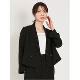 05黒 | 麻調合繊 ショートダブルジャケット(セットアップ可能) | TAKA-Q WOMEN