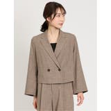 33ベージュ | 麻調合繊 ショートダブルジャケット(セットアップ可能) | TAKA-Q WOMEN