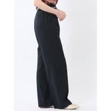 麻調合繊 セミワイドパンツ 紺(セットアップ可能) | TAKA-Q WOMEN | 詳細画像4