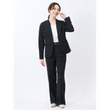 麻調合繊 セミワイドパンツ 紺(セットアップ可能) | TAKA-Q WOMEN | 詳細画像6