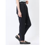 麻調合繊 テーパードパンツ 紺(セットアップ可能) | TAKA-Q WOMEN | 詳細画像4