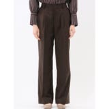 ウォッシャブル クリアツイル タックワイドパンツ こげ茶(セットアップ可能) | TAKA-Q WOMEN | 詳細画像5