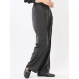 ウォッシャブル クリアツイル タックワイドパンツ グレー(セットアップ可能) | TAKA-Q WOMEN | 詳細画像4