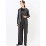 ウォッシャブル クリアツイル タックワイドパンツ グレー(セットアップ可能) | TAKA-Q WOMEN | 詳細画像5