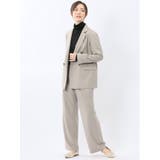 ビリーストライプ ワイドパンツ ベージュ(セットアップ可能) | TAKA-Q WOMEN | 詳細画像6 