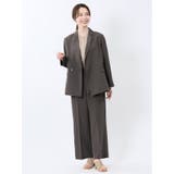 杢調 ボタン付き ワイドパンツ こげ茶(セットアップ可能) | TAKA-Q WOMEN | 詳細画像5