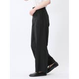 杢調 ボタン付き ワイドパンツ 黒(セットアップ可能) | TAKA-Q WOMEN | 詳細画像2