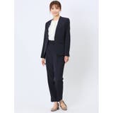ダブルクロス テーパードパンツ 紺(セットアップ可能) | TAKA-Q WOMEN | 詳細画像10