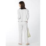 麻調合繊 セットアップ ワイドパンツ ライトグレー | TAKA-Q WOMEN | 詳細画像14