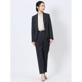 ストレッチウォッシャブル シャーク テーパードパンツ 紺(セットアップ可能) | TAKA-Q WOMEN | 詳細画像5