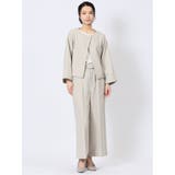 ストレッチウォッシャブル シャーク ワイドパンツ ベージュ(セットアップ可能) | TAKA-Q WOMEN | 詳細画像5
