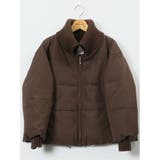 35こげ茶 | 衿ニット エンボス ショートダウン | TAKA-Q WOMEN