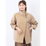 34キャメル | スタンドカラー ダブルトレンチコート | TAKA-Q WOMEN