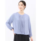 73サックス | 消しプリーツ 長袖プルオーバーブラウス | TAKA-Q WOMEN