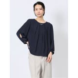75紺 | ネックレス付き 8分袖プルオーバーブラウス | TAKA-Q WOMEN