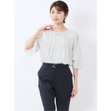 07白黒 | ネックレス付き 7分袖プルオーバーブラウス | TAKA-Q WOMEN