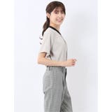 バンドカラーパイピング 半袖比翼ブラウス | TAKA-Q WOMEN | 詳細画像14