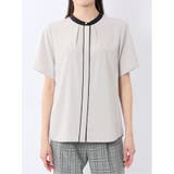 バンドカラーパイピング 半袖比翼ブラウス | TAKA-Q WOMEN | 詳細画像16