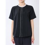 バンドカラーパイピング 半袖比翼ブラウス | TAKA-Q WOMEN | 詳細画像26