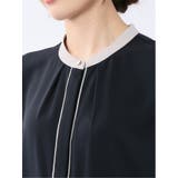 バンドカラーパイピング 半袖比翼ブラウス | TAKA-Q WOMEN | 詳細画像29