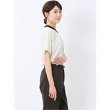 バンドカラーパイピング 半袖比翼ブラウス | TAKA-Q WOMEN | 詳細画像4