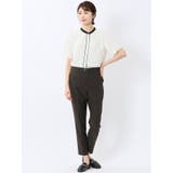バンドカラーパイピング 半袖比翼ブラウス | TAKA-Q WOMEN | 詳細画像5