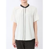 バンドカラーパイピング 半袖比翼ブラウス | TAKA-Q WOMEN | 詳細画像6