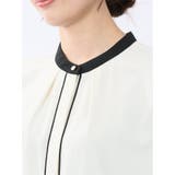 バンドカラーパイピング 半袖比翼ブラウス | TAKA-Q WOMEN | 詳細画像9