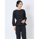ダブルクロス ペプラム プルオーバーブラウス 紺(セットアップ可能) | TAKA-Q WOMEN | 詳細画像1 