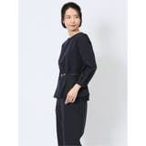 ダブルクロス ペプラム プルオーバーブラウス 紺(セットアップ可能) | TAKA-Q WOMEN | 詳細画像2 