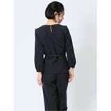 ダブルクロス ペプラム プルオーバーブラウス 紺(セットアップ可能) | TAKA-Q WOMEN | 詳細画像3 