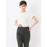01白 | バンドカラータック ノースリ比翼ブラウス | TAKA-Q WOMEN