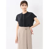 75紺 | バンドカラータック ノースリ比翼ブラウス | TAKA-Q WOMEN