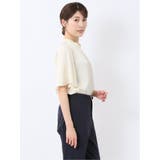 シボサテン ギャザーネック半袖プルオーバーブラウス | TAKA-Q WOMEN | 詳細画像17