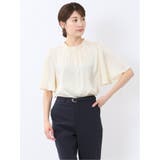 シボサテン ギャザーネック半袖プルオーバーブラウス | TAKA-Q WOMEN | 詳細画像18