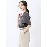 シボサテン ギャザーネック半袖プルオーバーブラウス | TAKA-Q WOMEN | 詳細画像2