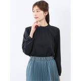 75紺 | スタンドフリル 長袖プルオーバーブラウス | TAKA-Q WOMEN