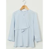 73サックス | ラッフルフリル 7分袖 プルオーバー ブラウス | TAKA-Q WOMEN