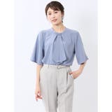 70青 | 金具付きボウタイ風 半袖プルオーバーブラウス | TAKA-Q WOMEN