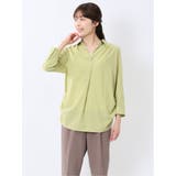 62ライトグリーン | 脇タックかぶり スキッパーシャツチュニック | TAKA-Q WOMEN