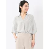95モノトーン | 袖タックかぶり スキッパーシャツチュニック | TAKA-Q WOMEN