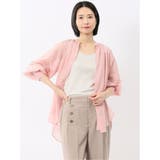 12ピンク | ラグランギャザー シアー長袖シャツ | TAKA-Q WOMEN
