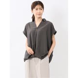06グレー | フロントタックかぶり スキッパーシャツ | TAKA-Q WOMEN