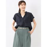 75紺 | ダブルポケット バンドカラーシャツ | TAKA-Q WOMEN