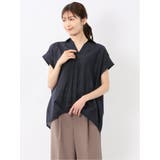 75紺 | フロントタックかぶり スキッパーシャツ | TAKA-Q WOMEN