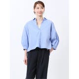 73サックス | ランタンスリーブ ショートシャツ | TAKA-Q WOMEN