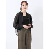 05黒 | ショート シアー長袖シャツ | TAKA-Q WOMEN