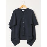 75紺 | 麻調合繊 スキッパー ケープブラウス | TAKA-Q WOMEN